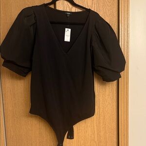 Express Black Puff Sleeve Bodysuit
